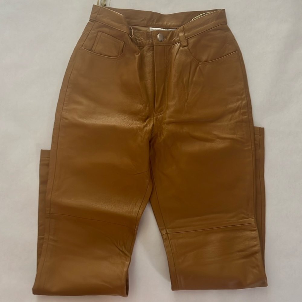 100% Leather Pants, Camel Color.